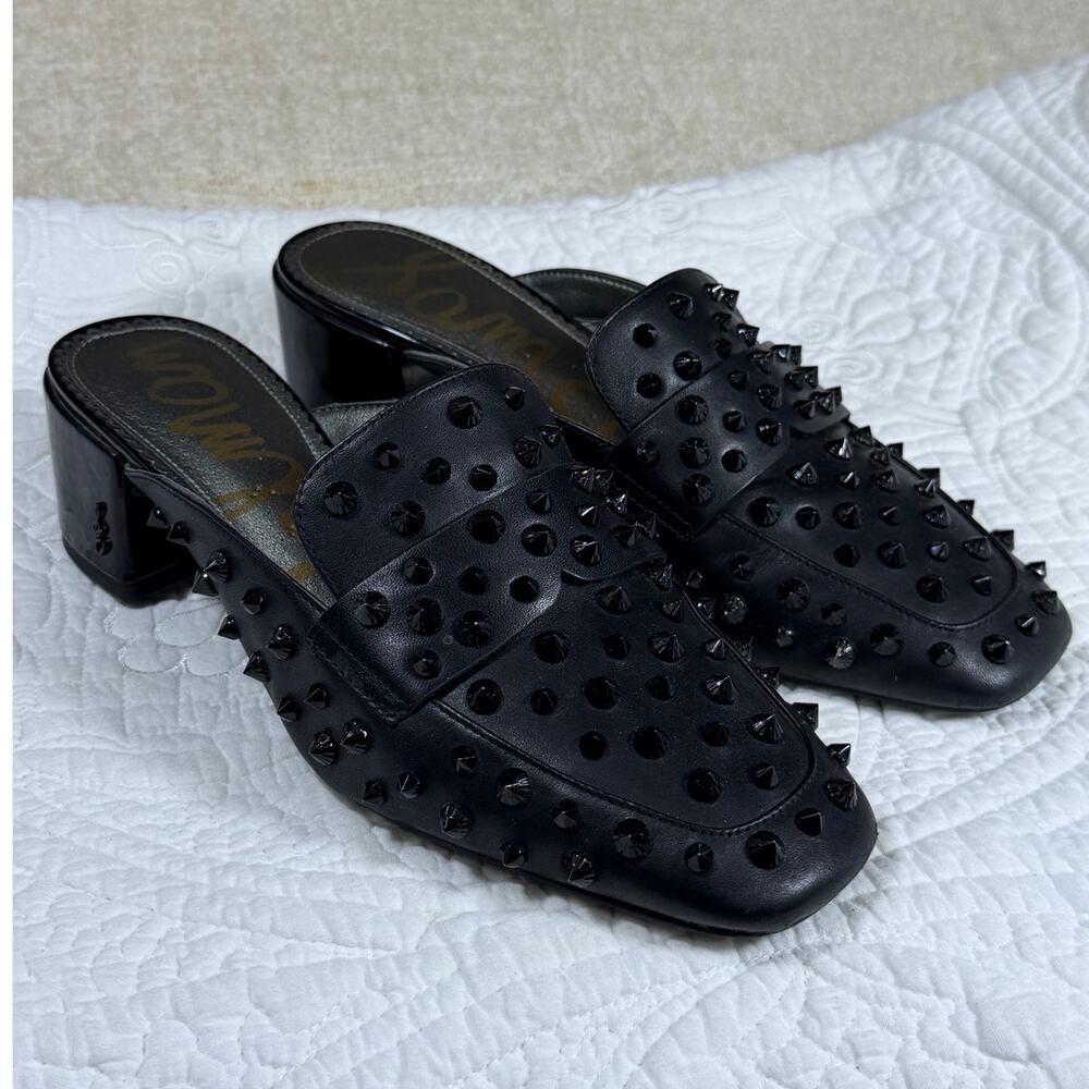 Sam Edelman Womens 8.5 Black Augustus Studded Leather Mule Shoes Goth Punk Mules